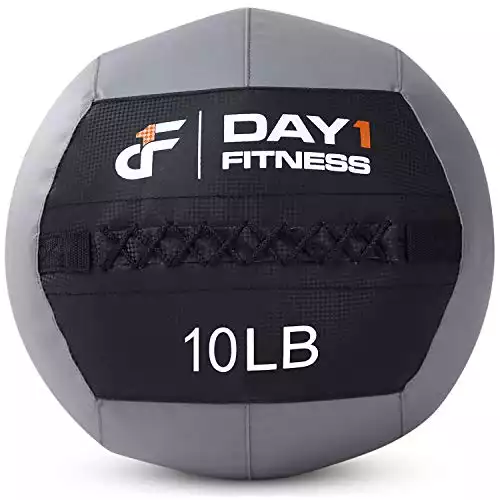 Day 1 Fitness Soft Wall Medicine Ball 10 Pounds - Exercise, Rehab, Core Strength, Large Durable Balls for TRX, Floor Exercises, Stretching