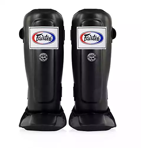 Fairtex SP3 Pro Style Shin Guards, in-Step Double Padded Protector (Black, Large)