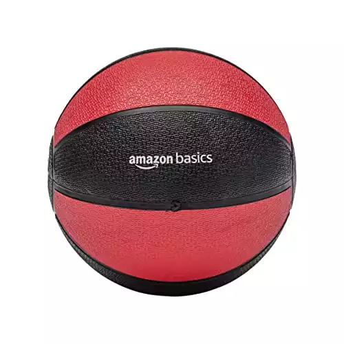 Amazon Basics Weighted Medicine Ball for Workouts Exercise Balance Training, 8 Pounds, Red/Black