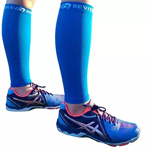 BeVisible Sports Calf Compression Sleeve - Leg Compression Socks For Men and Women | Calf Sleeves for Shin Splints Running Cycling Travel Nursing Maternity Varicose Veins Calf Pain Relief & Recove...