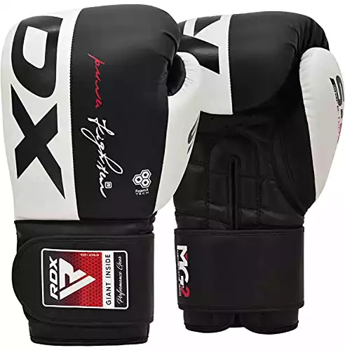 RDX Boxing Gloves Genuine Cowhide Leather, Muay Thai Kickboxing MMA Sparring Training, Advanced Closure, Punch Bags Speed Ball Focus Pads Workout, Men Women 10 12 14 16oz