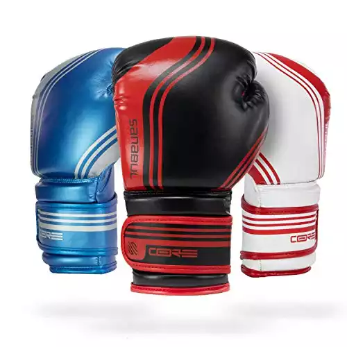 Sanabul Core Boxing Gloves (Black/Red, 12 oz)
