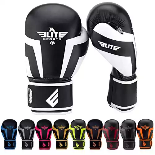 2022 Elite Sports Best Kids Boxing & Kickboxing Gloves for Boys and Girls, Training & Sparring Gloves for Kids. Youth Punching Gloves for Punching Bag, Kickboxing, Muay Thai, MMA (White, 4 0z)