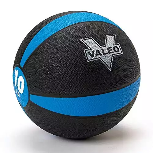Valeo 10 lb Medicine Ball With Sturdy Rubber Construction And Textured Finish, Weight Ball Includes Exercise Wall Chart For Strength Training, Plyometric Training, Balance Training And Muscle Build