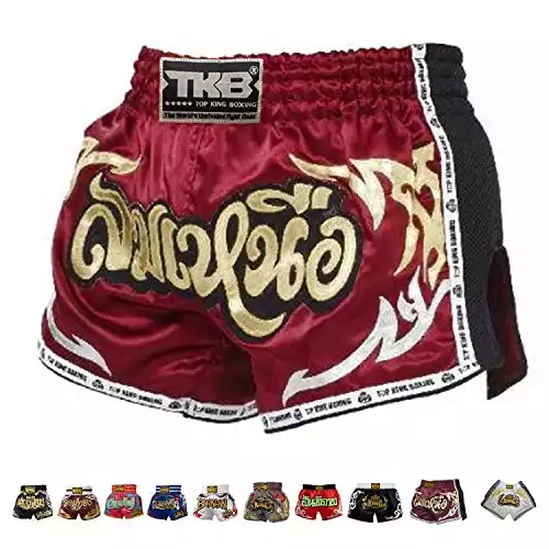 Top King Boxing Muay Thai Shorts Normal or Retro Style Size S, M, L, XL, 3L, 4L (Retro Red 2 XL)