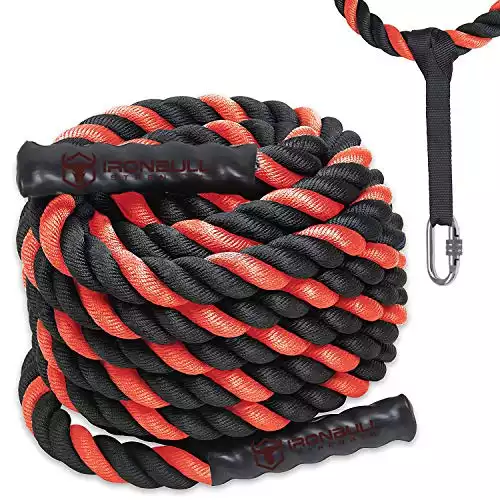 Battle Ropes with Anchor Kit and Nylon Protector Included - Fitness Undulation Rope Exercise - Cross Strength Training - Circuits Workout (1.5" x 30 ft)