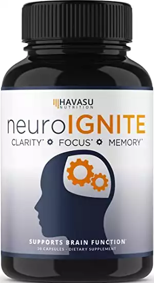 Havasu Nutrition Extra Strength Brain Supplement for Focus, Energy, Memory and Clarity, Mental Performance Nootropic with St Johns Wort, Supports Brain Function for Men and Women - 30 Capsules