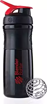 BlenderBottle SportMixer Tritan Grip Shaker Bottle, Black/Red, 28-Ounce